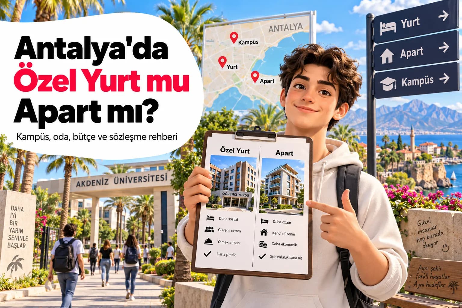Antalya'da Özel Yurt mu Apart mı? Kampüs, Oda, Bütçe ve Sözleşme Rehberi