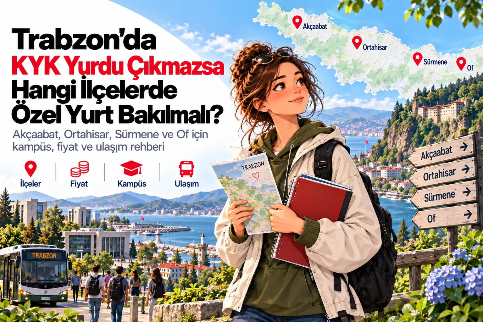 Trabzon'da KYK yurdu çıkmazsa özel yurt bakılacak ilçeler rehberi