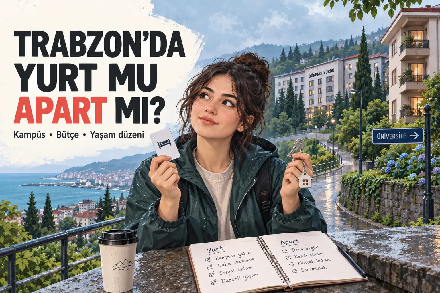 Trabzon’da yurt ve apart seçeneklerini karşılaştıran öğrenci barınma rehberi
