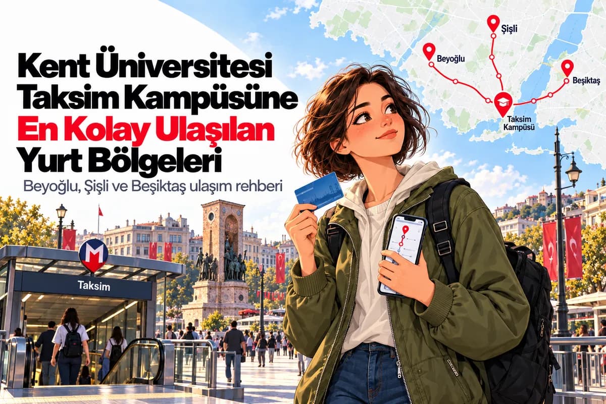 İstanbul Kent Üniversitesi Taksim Kampüsüne kolay ulaşılan yurt bölgeleri rehberi